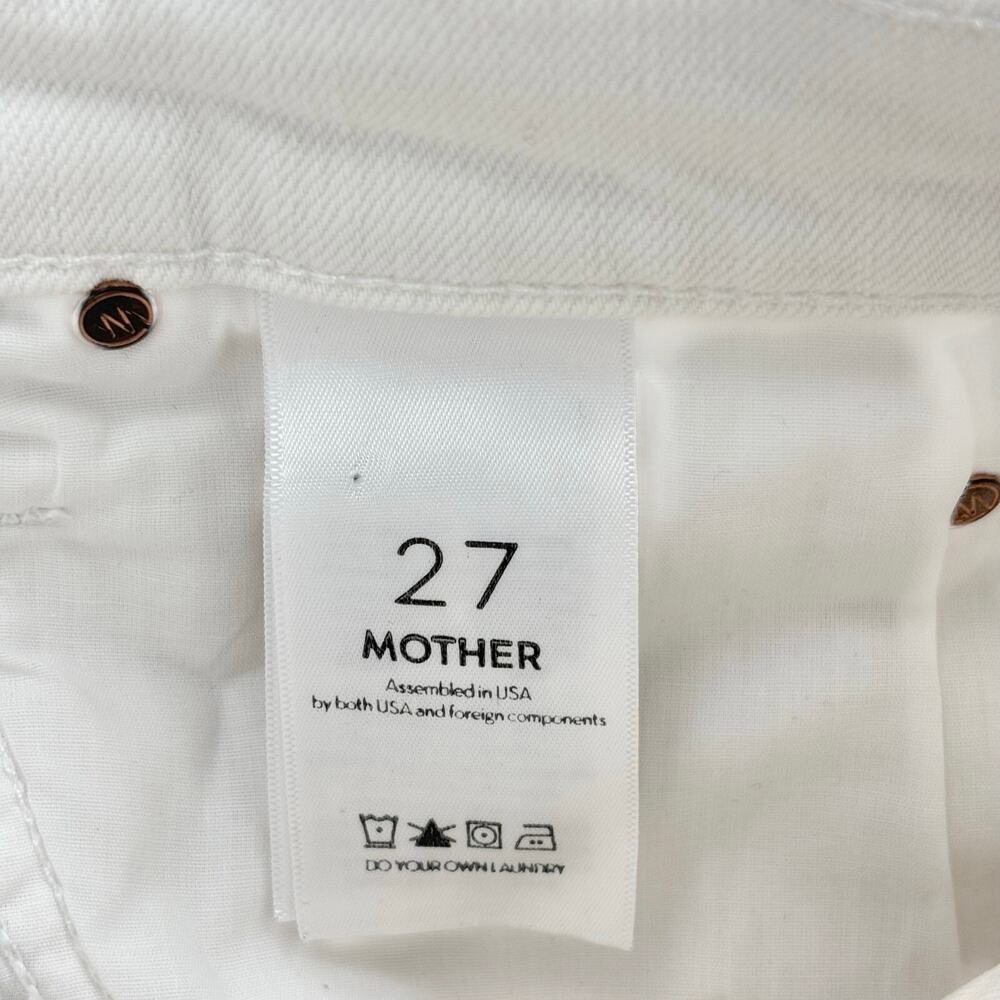 MOTHER The Dutchie Short Fray White Embroidered Floral Denim Shorts Size 27 - Picture 12 of 13